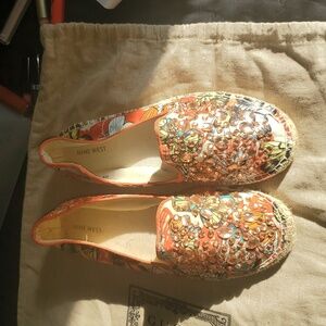 🧡Nine West Women'sFloral EspadrillesOrange Bling Crystals Also In Blue. Offers?